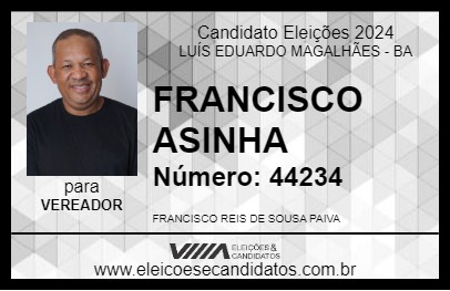 Candidato FRANCISCO ASINHA 2024 - LUÍS EDUARDO MAGALHÃES - Eleições