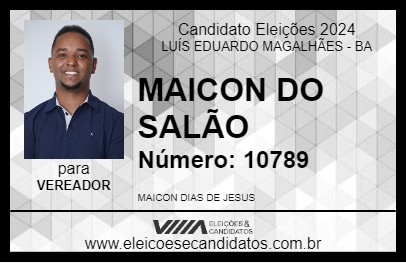 Candidato MAICON DO SALÃO 2024 - LUÍS EDUARDO MAGALHÃES - Eleições