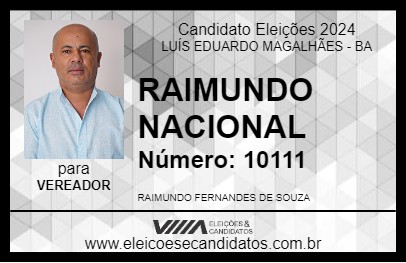 Candidato RAIMUNDO NACIONAL MOTOS 2024 - LUÍS EDUARDO MAGALHÃES - Eleições