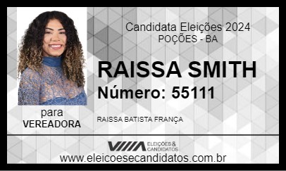 Candidato RAISSA SMITH 2024 - POÇÕES - Eleições