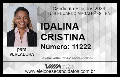 Candidato IDALINA CRISTINA 2024 - LUÍS EDUARDO MAGALHÃES - Eleições