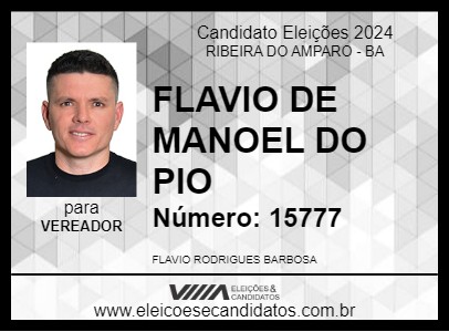 Candidato FLAVIO DE MANOEL DO PIO 2024 - RIBEIRA DO AMPARO - Eleições