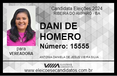 Candidato DANI DE HOMERO 2024 - RIBEIRA DO AMPARO - Eleições