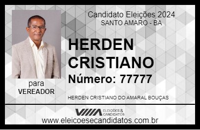 Candidato HERDEN CRISTIANO 2024 - SANTO AMARO - Eleições