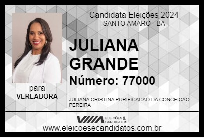 Candidato JULIANA GRANDE 2024 - SANTO AMARO - Eleições