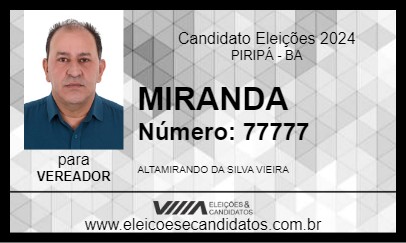 Candidato MIRANDA 2024 - PIRIPÁ - Eleições