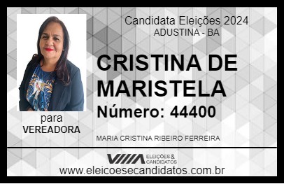 Candidato CRISTINA DE MARISTELA 2024 - ADUSTINA - Eleições