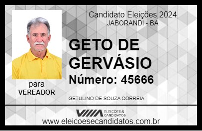 Candidato GETO DE GERVÁSIO 2024 - JABORANDI - Eleições