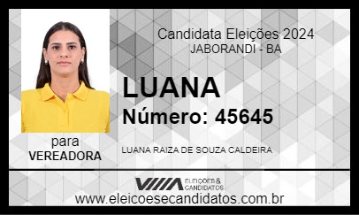 Candidato LUANA 2024 - JABORANDI - Eleições