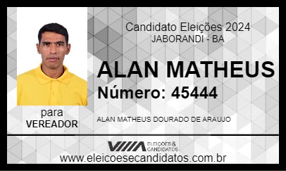 Candidato ALAN MATHEUS 2024 - JABORANDI - Eleições