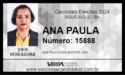 Candidato ANA PAULA 2024 - XIQUE-XIQUE - Eleições