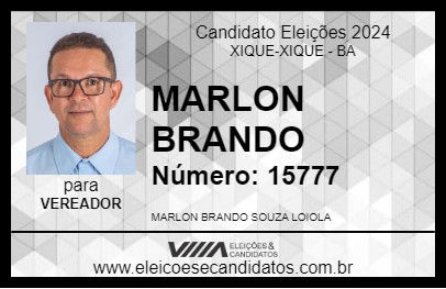 Candidato MARLON BRANDO 2024 - XIQUE-XIQUE - Eleições