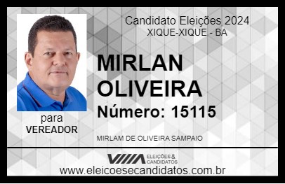 Candidato MIRLAM OLIVEIRA 2024 - XIQUE-XIQUE - Eleições