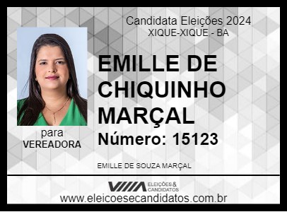 Candidato EMILLE DE CHIQUINHO MARÇAL 2024 - XIQUE-XIQUE - Eleições