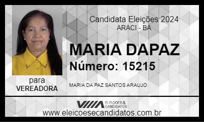 Candidato MARIA DAPAZ 2024 - ARACI - Eleições