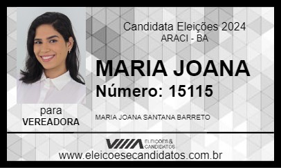 Candidato MARIA JOANA 2024 - ARACI - Eleições