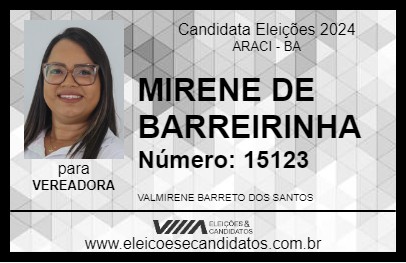 Candidato MIRENE DE BARREIRINHA 2024 - ARACI - Eleições