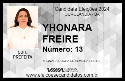 Candidato YHONARA FREIRE 2024 - OUROLÂNDIA - Eleições