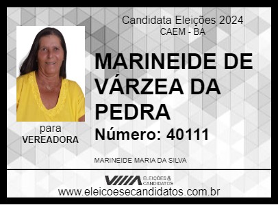 Candidato MARINEIDE DE VÁRZEA DA PEDRA 2024 - CAEM - Eleições