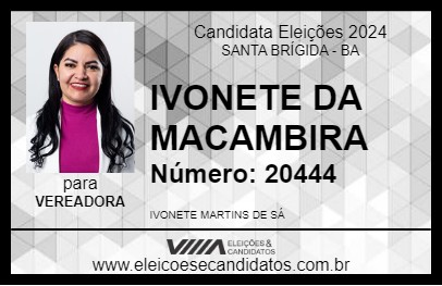 Candidato IVONETE DA MACAMBIRA 2024 - SANTA BRÍGIDA - Eleições