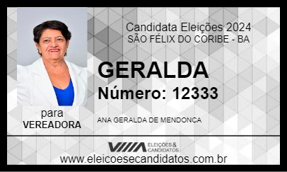 Candidato GERALDA 2024 - SÃO FÉLIX DO CORIBE - Eleições