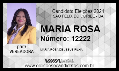 Candidato MARIA ROSA 2024 - SÃO FÉLIX DO CORIBE - Eleições