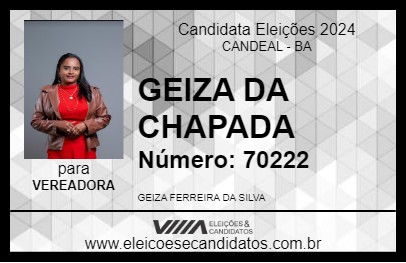 Candidato GEIZA DA CHAPADA 2024 - CANDEAL - Eleições