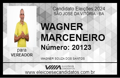 Candidato WAGNER MARCENEIRO 2024 - SÃO JOSÉ DA VITÓRIA - Eleições