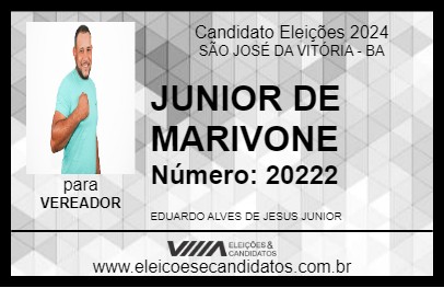 Candidato JUNIOR DE MARIVONE 2024 - SÃO JOSÉ DA VITÓRIA - Eleições