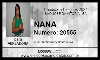 Candidato NANA 2024 - SÃO JOSÉ DA VITÓRIA - Eleições