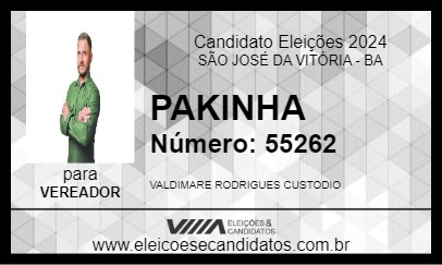 Candidato PAKINHA 2024 - SÃO JOSÉ DA VITÓRIA - Eleições