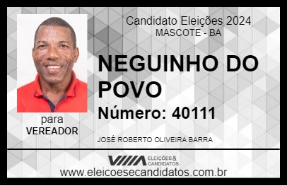 Candidato NEGUINHO DO POVO 2024 - MASCOTE - Eleições