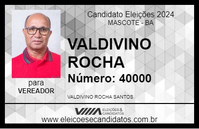 Candidato VALDIVINO ROCHA 2024 - MASCOTE - Eleições