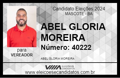 Candidato ABEL GLORIA MOREIRA 2024 - MASCOTE - Eleições