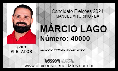 Candidato MÁRCIO LAGO 2024 - MANOEL VITORINO - Eleições