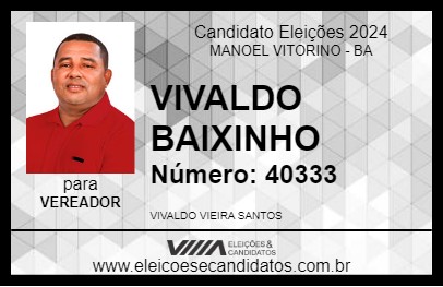 Candidato VIVALDO BAIXINHO 2024 - MANOEL VITORINO - Eleições