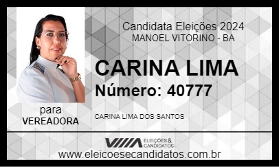 Candidato CARINA LIMA 2024 - MANOEL VITORINO - Eleições