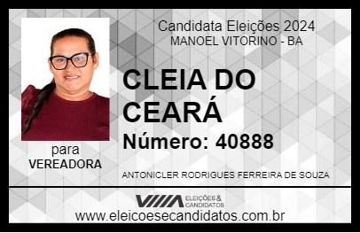 Candidato CLEIA DO CEARÁ 2024 - MANOEL VITORINO - Eleições