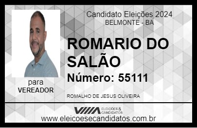 Candidato ROMARIO DO SALÃO 2024 - BELMONTE - Eleições