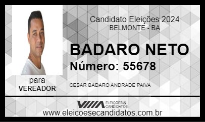 Candidato BADARO NETO 2024 - BELMONTE - Eleições