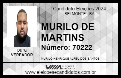 Candidato MURILO DE MARTINS 2024 - BELMONTE - Eleições