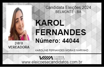 Candidato KAROL FERNANDES 2024 - BELMONTE - Eleições