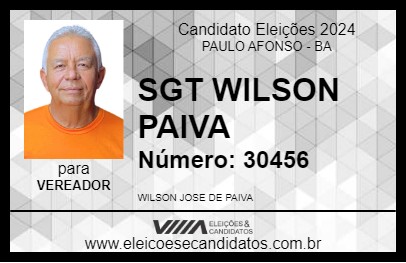 Candidato SGT WILSON PAIVA 2024 - PAULO AFONSO - Eleições