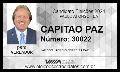 Candidato CAPITAO PAZ 2024 - PAULO AFONSO - Eleições