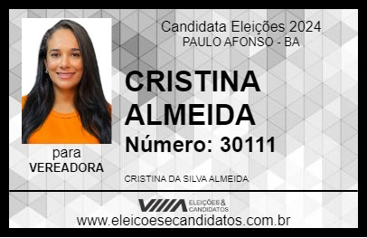 Candidato CRISTINA ALMEIDA 2024 - PAULO AFONSO - Eleições