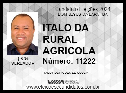 Candidato ITALO DA RURAL AGRICOLA 2024 - BOM JESUS DA LAPA - Eleições