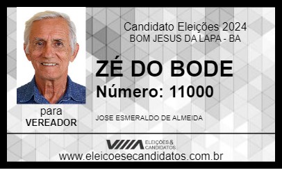 Candidato ZÉ DO BODE 2024 - BOM JESUS DA LAPA - Eleições