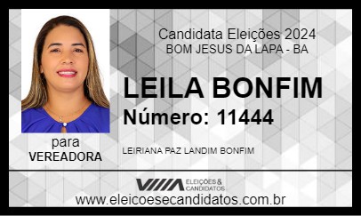 Candidato LEILA BONFIM 2024 - BOM JESUS DA LAPA - Eleições