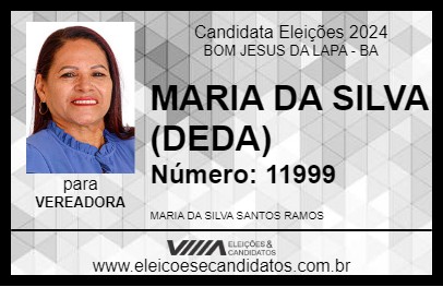 Candidato MARIA DA SILVA (DEDA) 2024 - BOM JESUS DA LAPA - Eleições