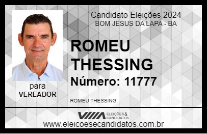 Candidato ROMEU THESSING 2024 - BOM JESUS DA LAPA - Eleições